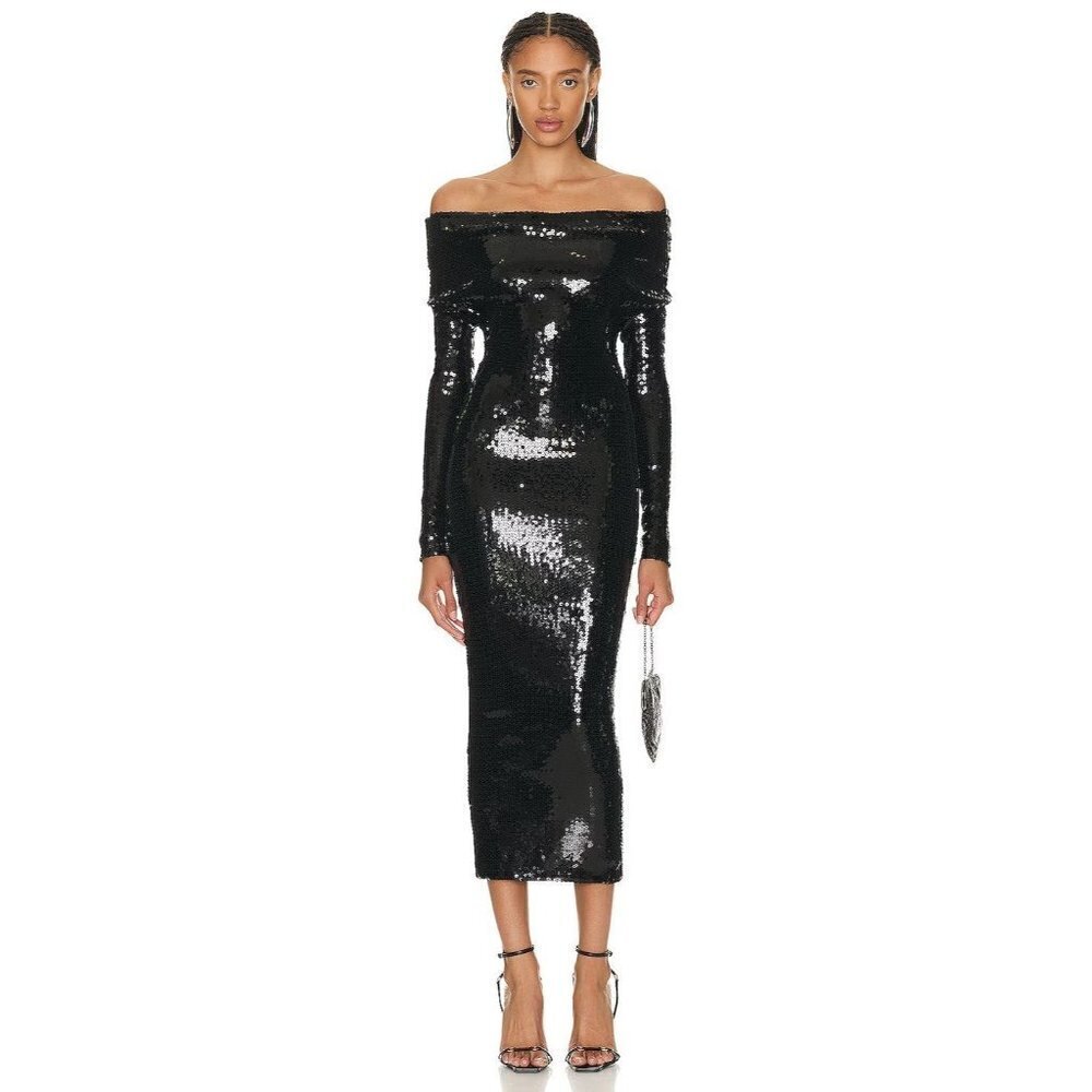ALEXANDRE VAUTHIER Couture Edit Sequin Dress in Black 36 New Womens Bodycon